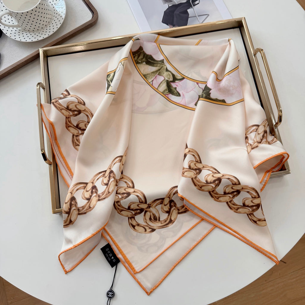 Stylish CC-Patterned Silk Scarf