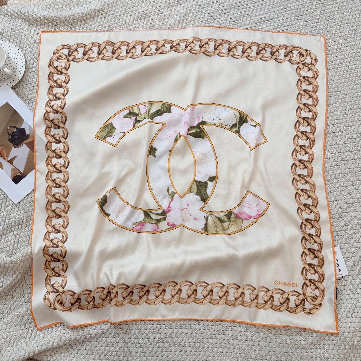 Stylish CC-Patterned Silk Scarf