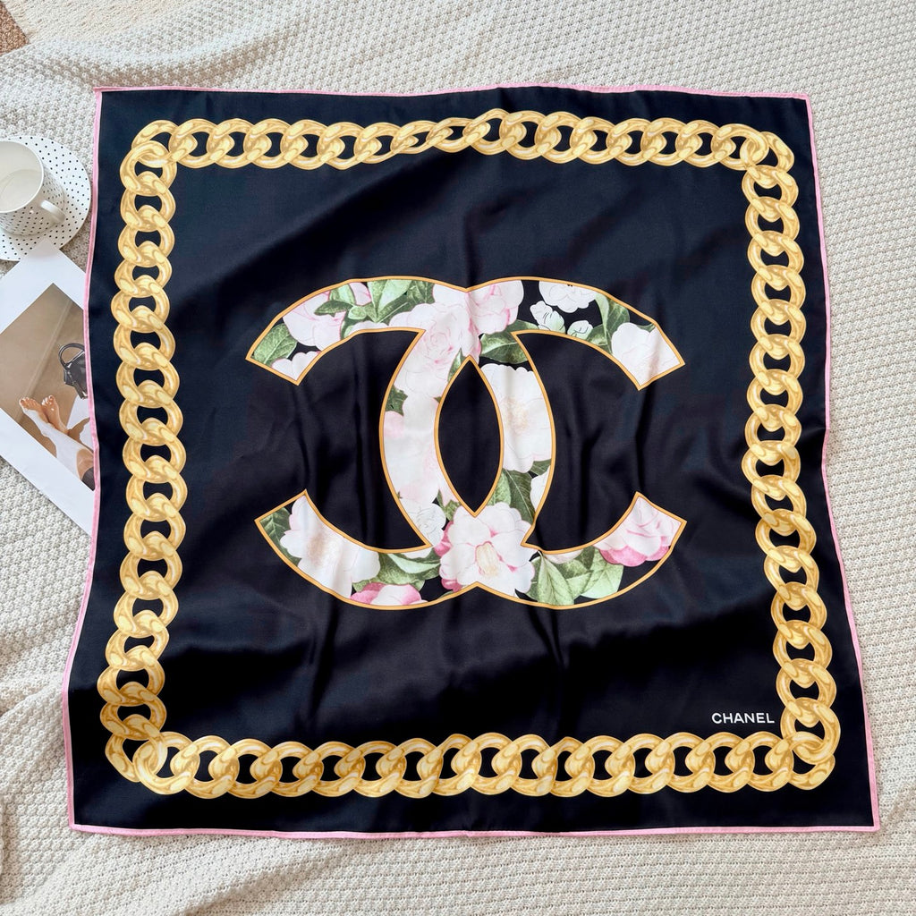 Stylish CC-Patterned Silk Scarf