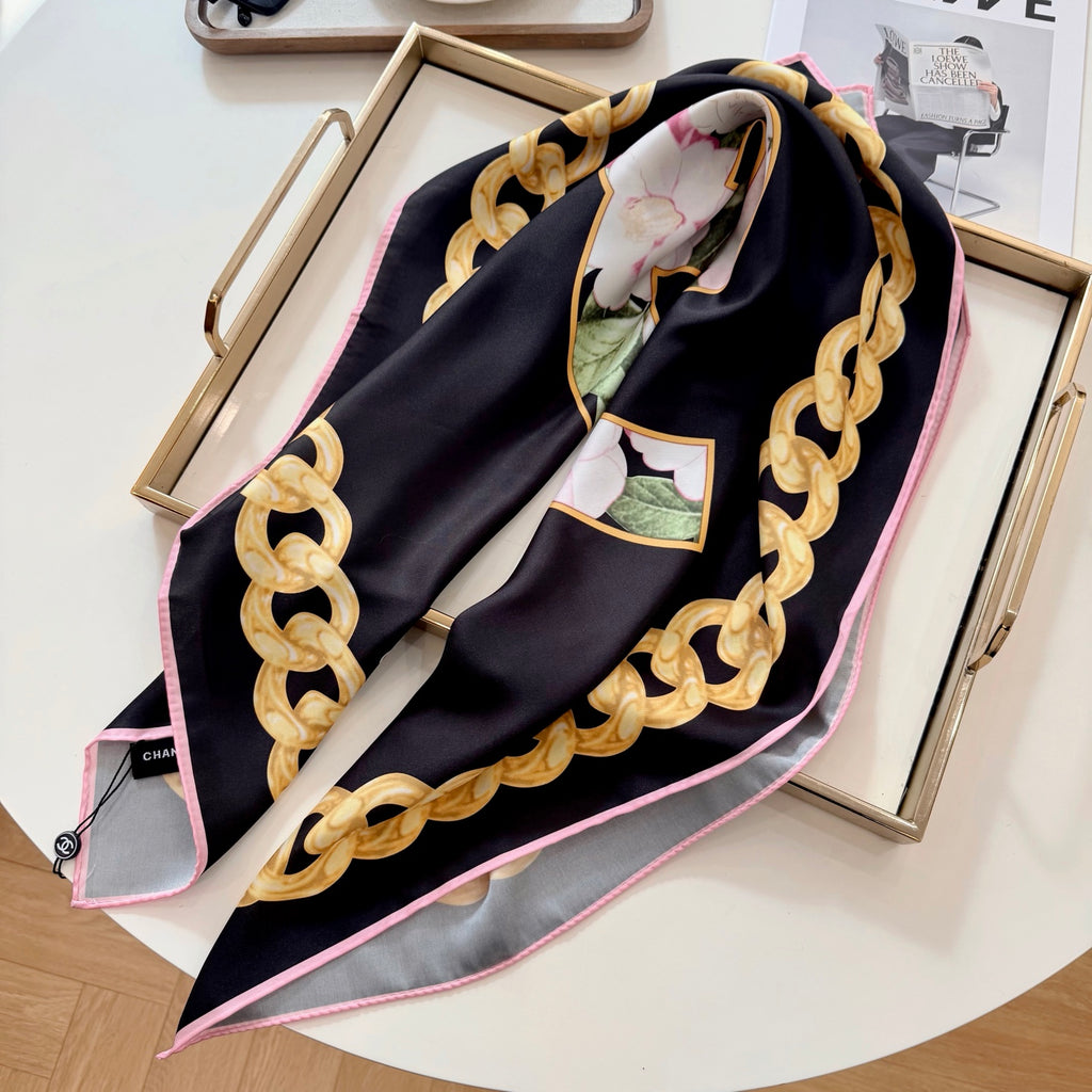 Stylish CC-Patterned Silk Scarf