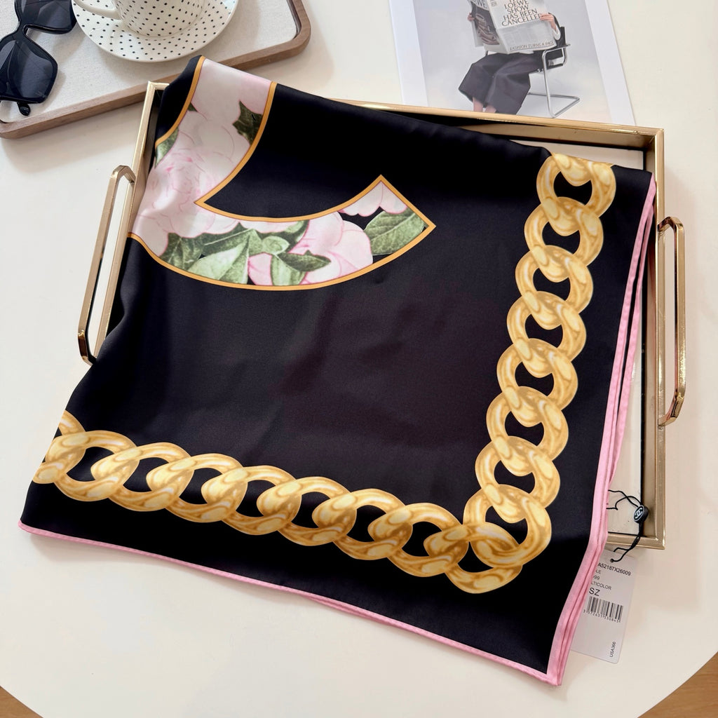Stylish CC-Patterned Silk Scarf