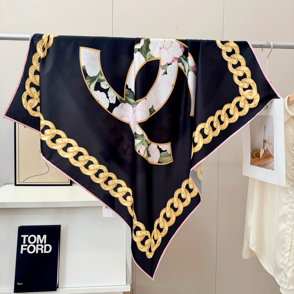 Stylish CC-Patterned Silk Scarf