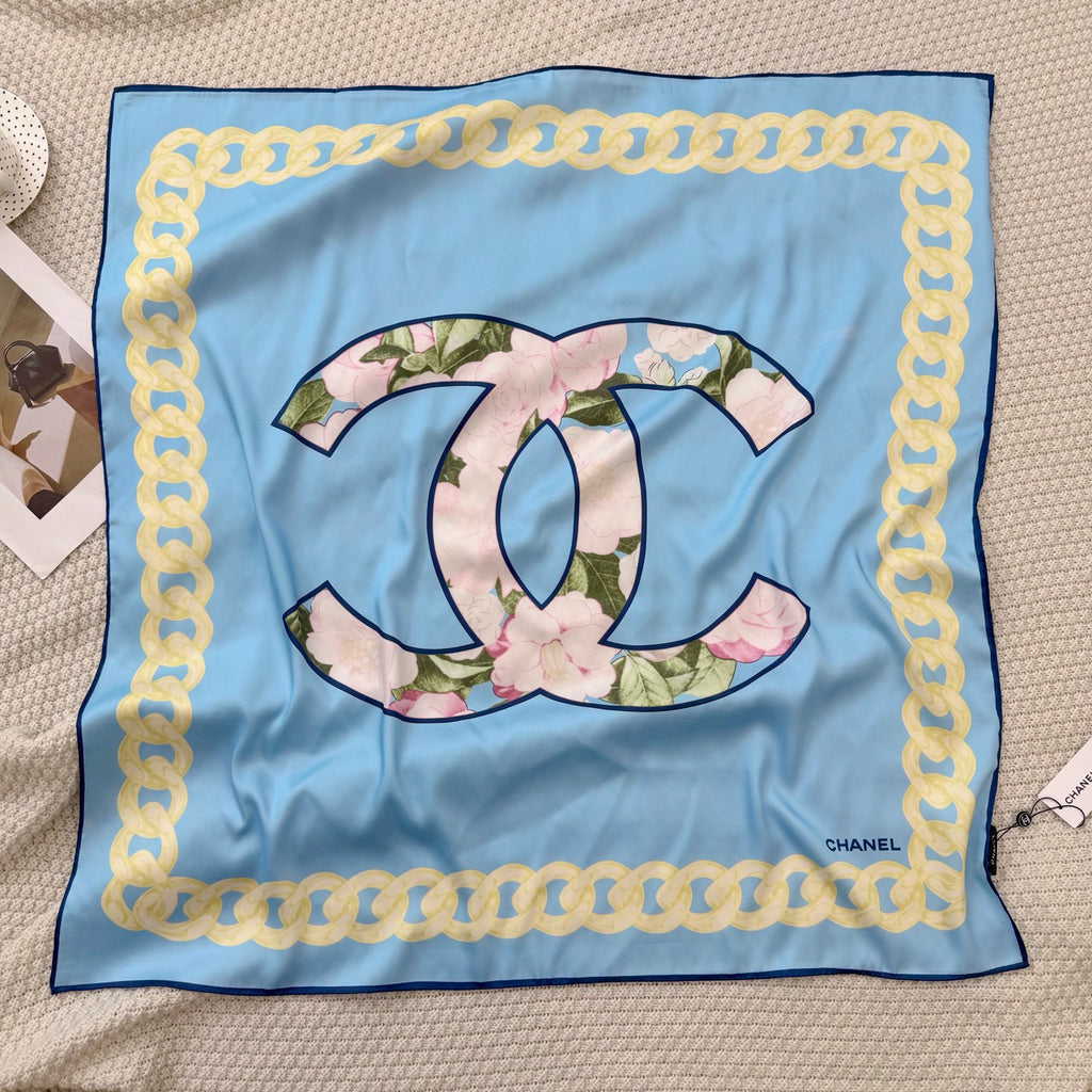 Stylish CC-Patterned Silk Scarf