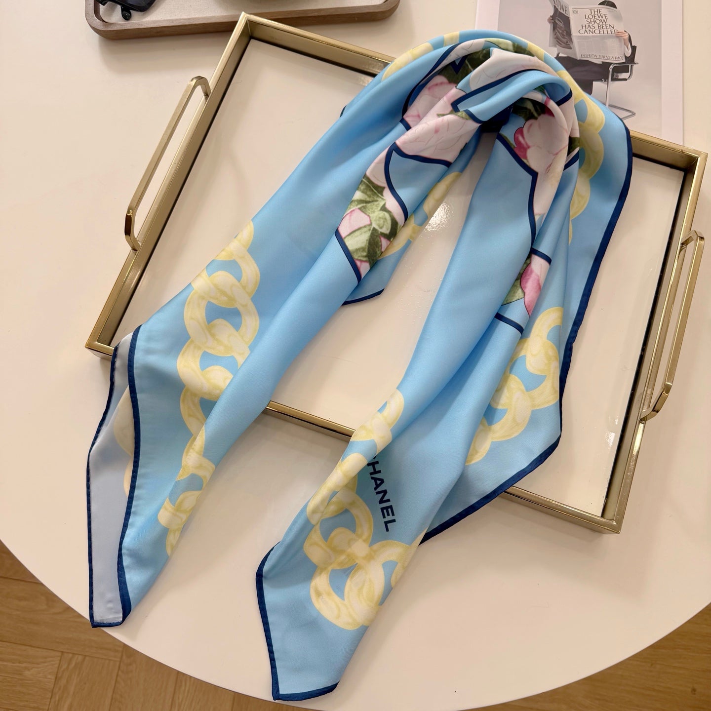 Stylish CC-Patterned Silk Scarf