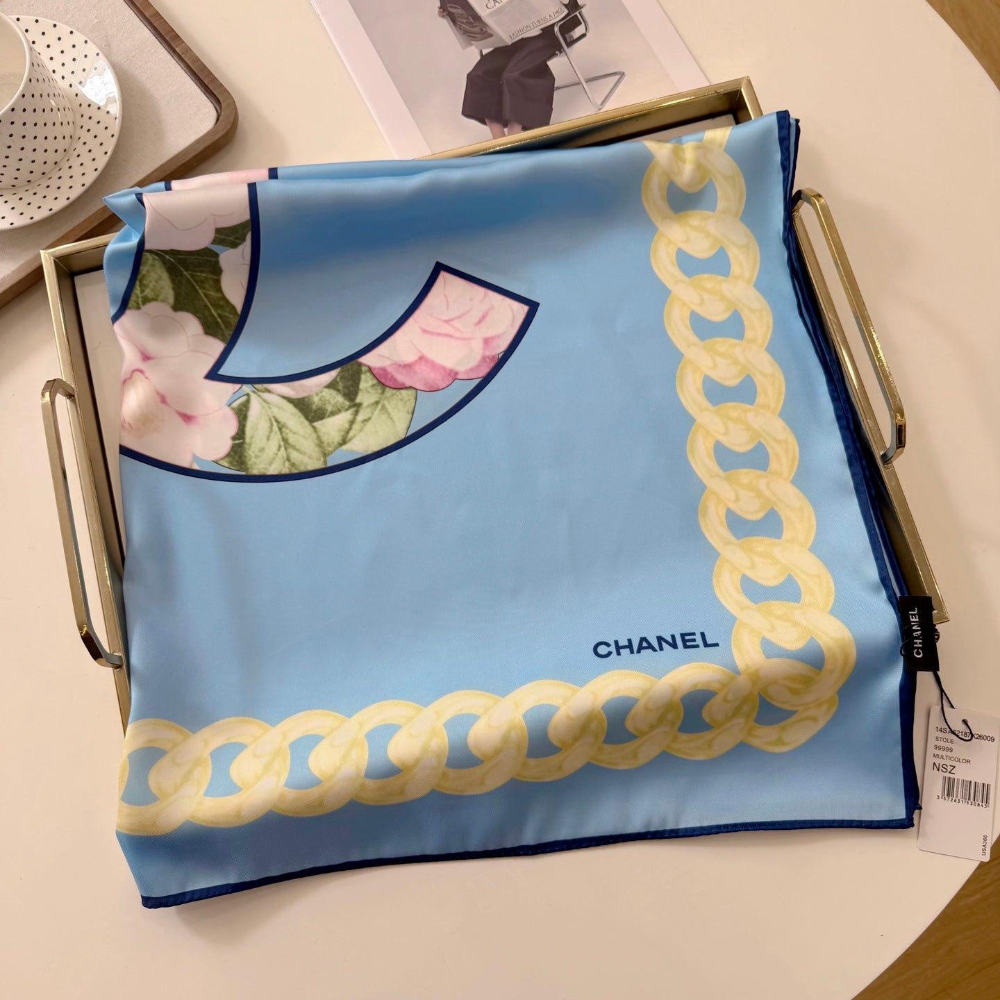Stylish CC-Patterned Silk Scarf