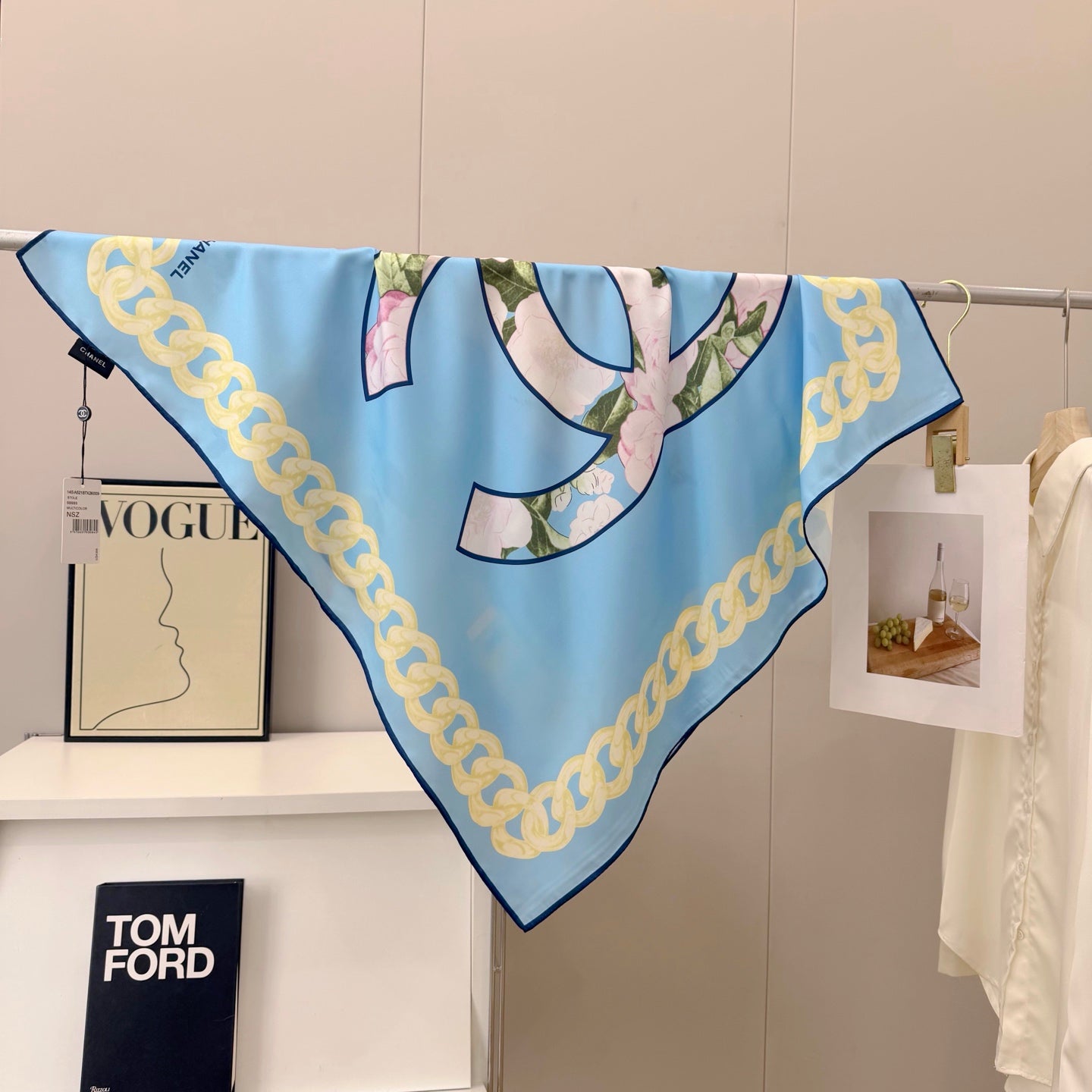 Stylish CC-Patterned Silk Scarf