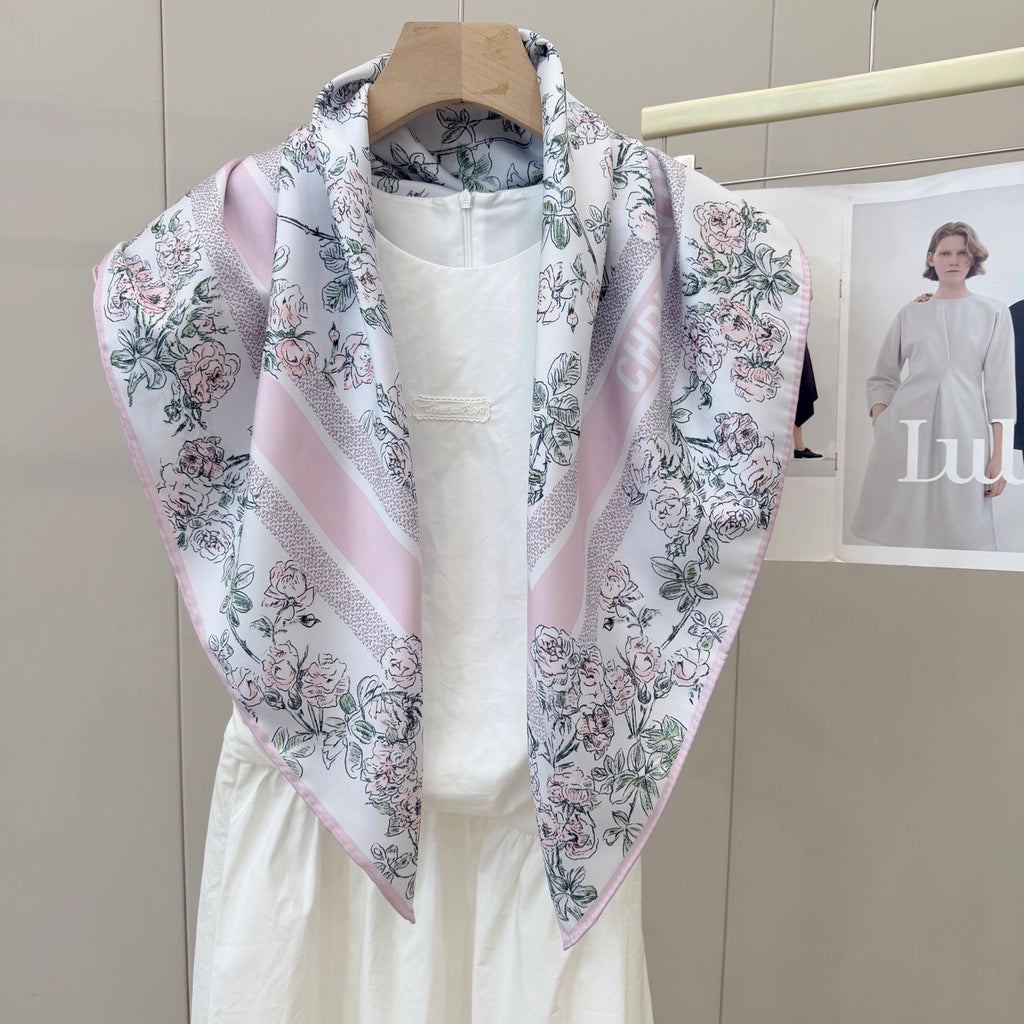 Stylish CD Letter Pattern Silk Scarf