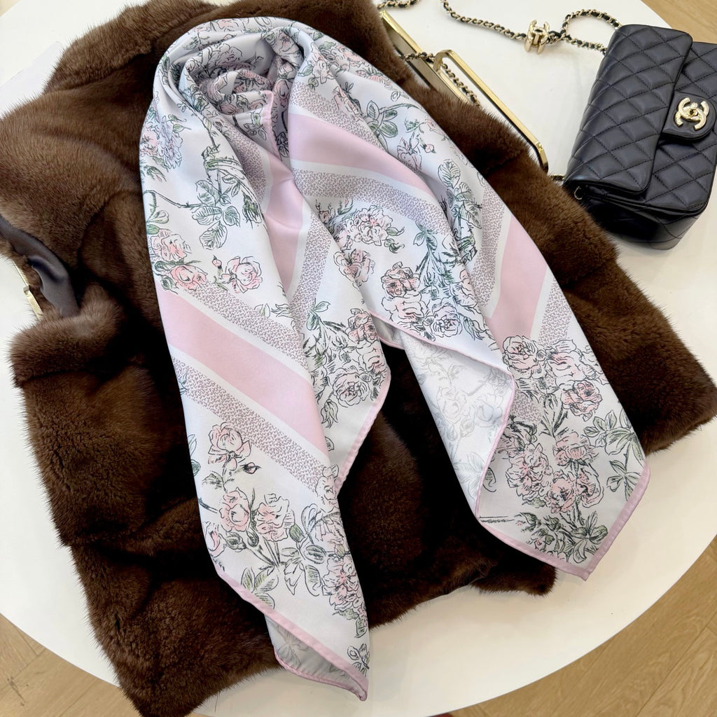 Stylish CD Letter Pattern Silk Scarf