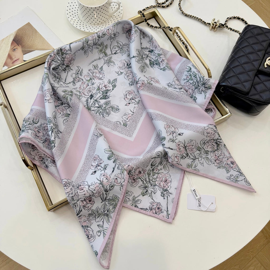 Stylish CD Letter Pattern Silk Scarf