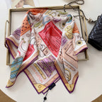 Stylish Four-Leaf Clover &amp; Letter Pattern Silk Scarf