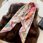 Stylish Four-Leaf Clover &amp; Letter Pattern Silk Scarf
