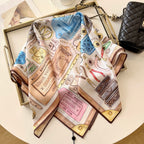 Stylish Four-Leaf Clover &amp; Letter Pattern Silk Scarf