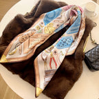 Stylish Four-Leaf Clover &amp; Letter Pattern Silk Scarf