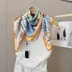 Stylish Four-Leaf Clover &amp; Letter Pattern Silk Scarf