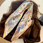 Stylish Four-Leaf Clover &amp; Letter Pattern Silk Scarf
