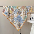 Stylish Four-Leaf Clover &amp; Letter Pattern Silk Scarf
