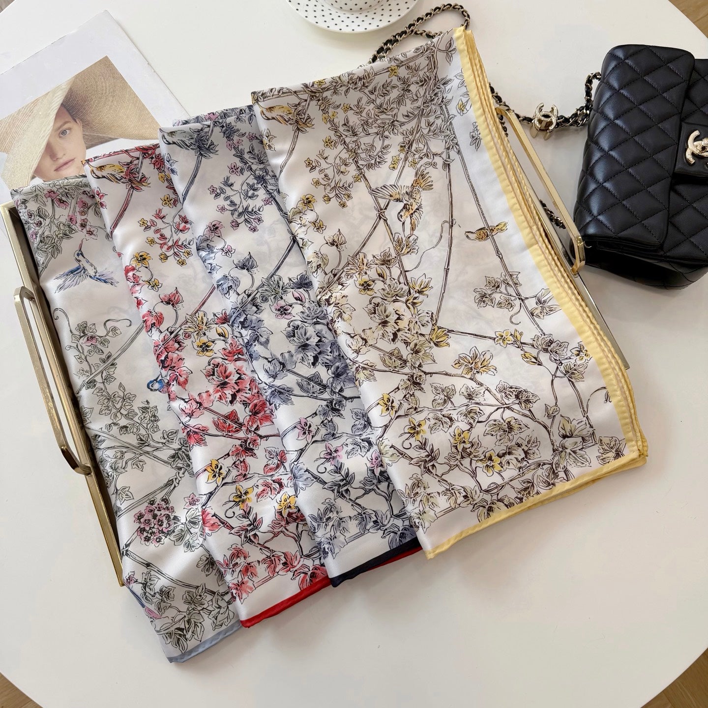 Stylish CD Letter Pattern Silk Scarf