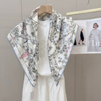 Stylish CD Letter Pattern Silk Scarf
