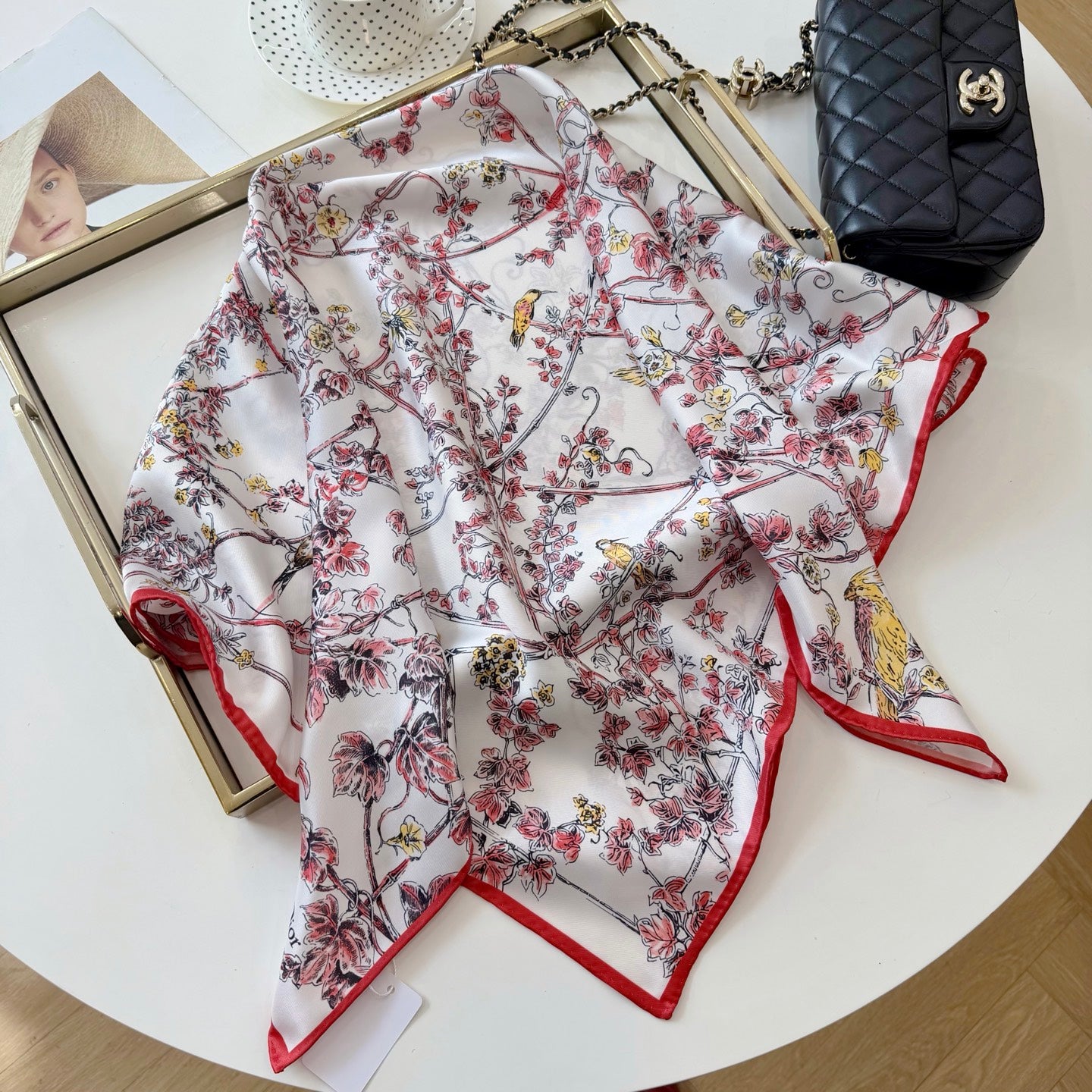 Stylish CD Letter Pattern Silk Scarf