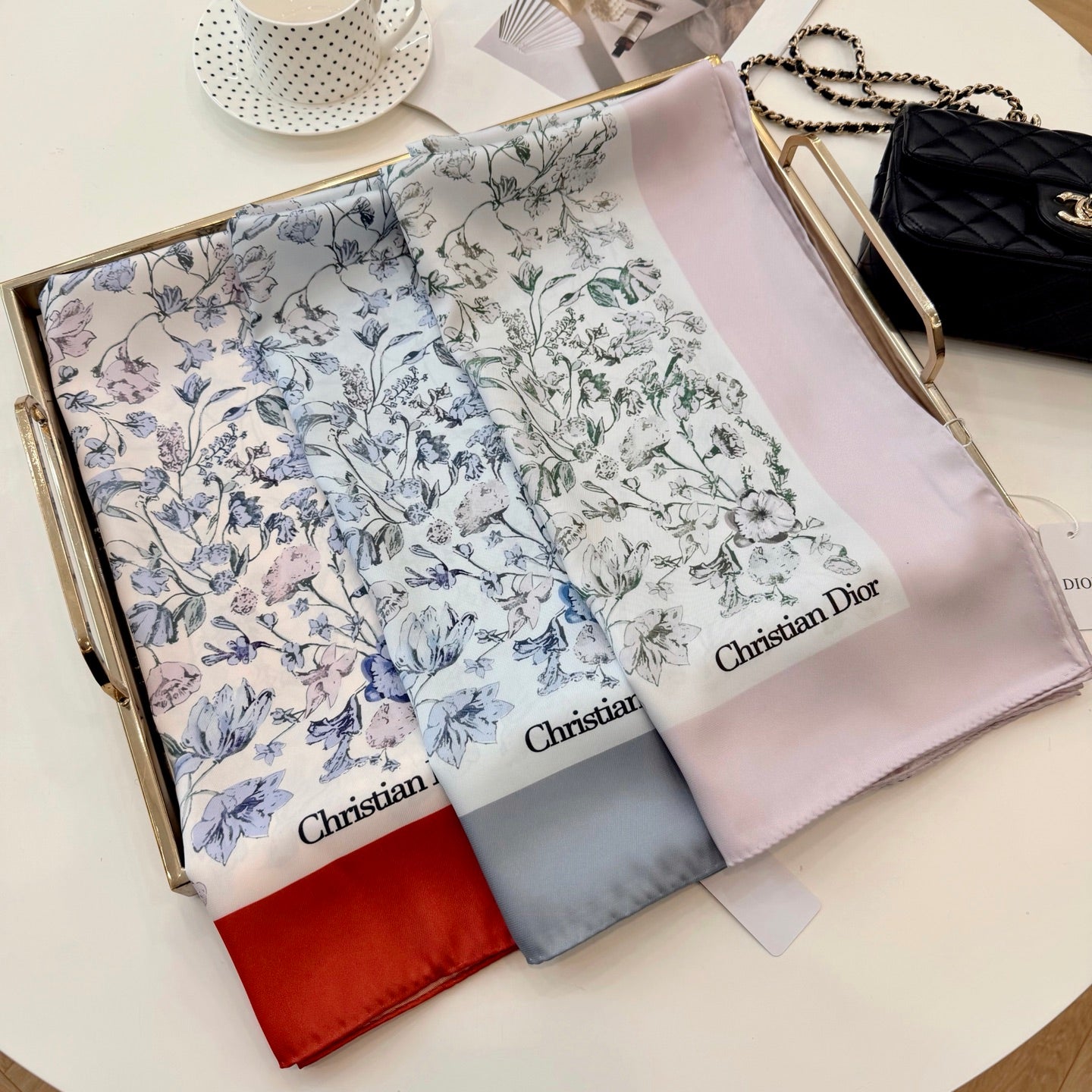 Stylish CD Letter Pattern Silk Scarf