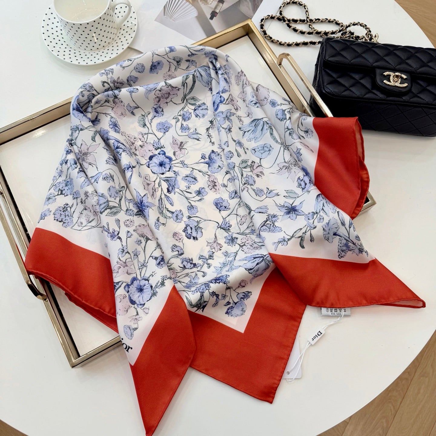 Stylish CD Letter Pattern Silk Scarf