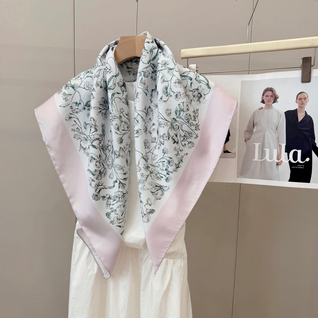 Stylish CD Letter Pattern Silk Scarf
