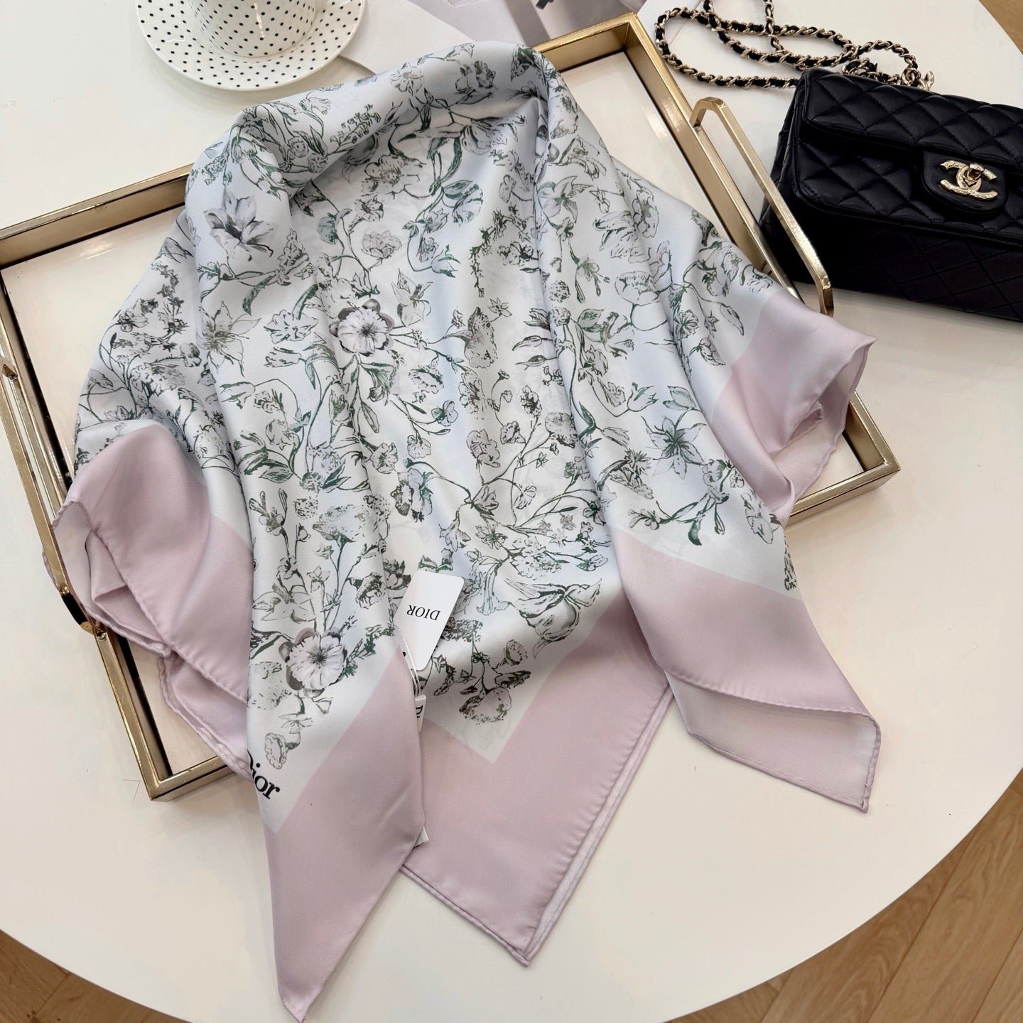 Stylish CD Letter Pattern Silk Scarf