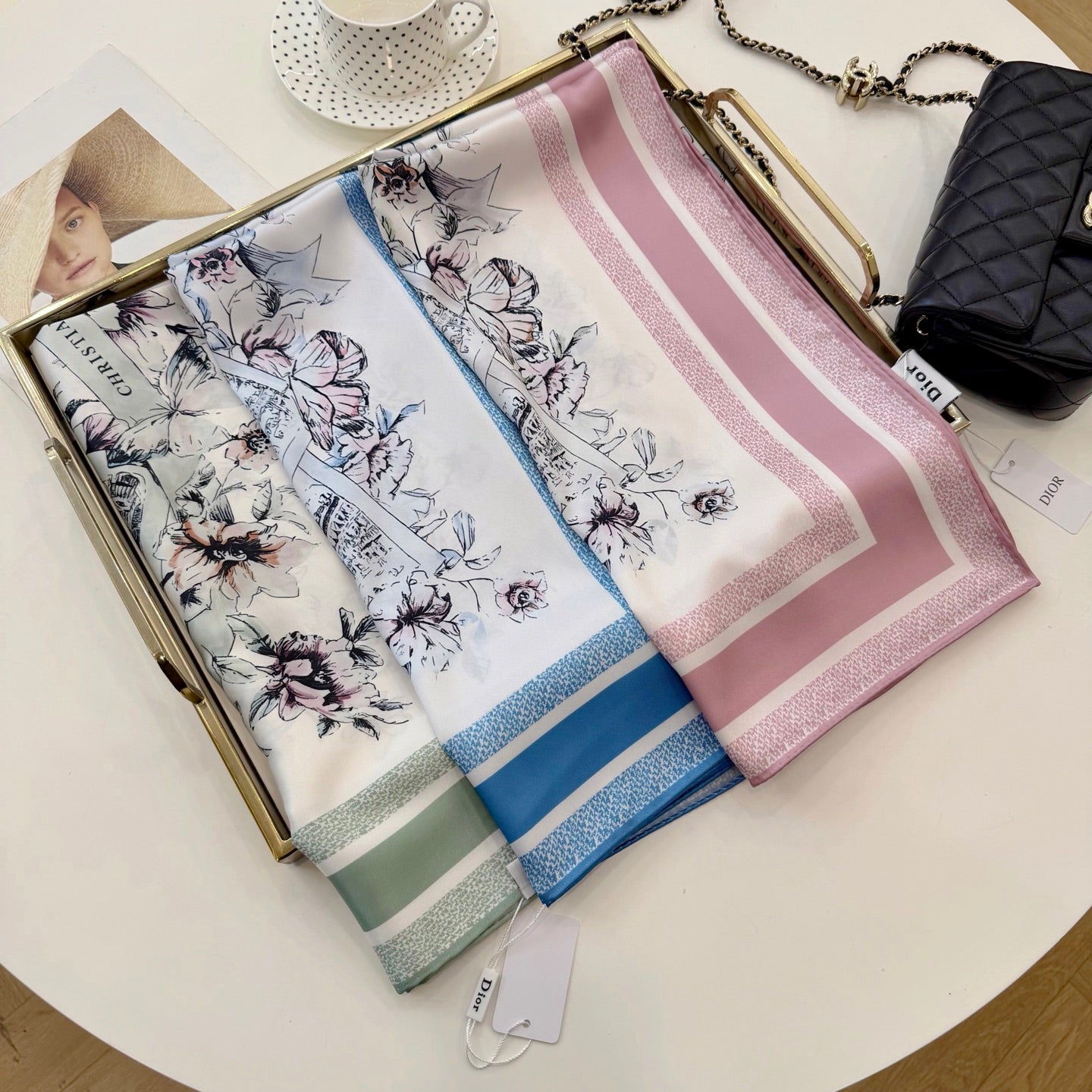 Stylish CD Letter Pattern Silk Scarf