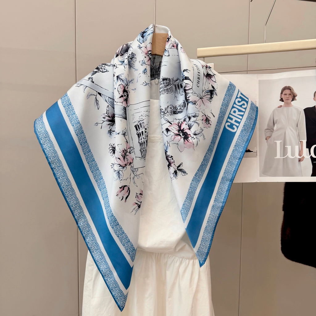 Stylish CD Letter Pattern Silk Scarf