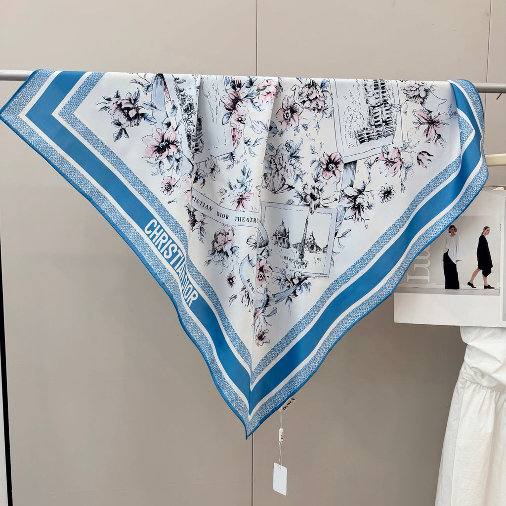 Stylish CD Letter Pattern Silk Scarf