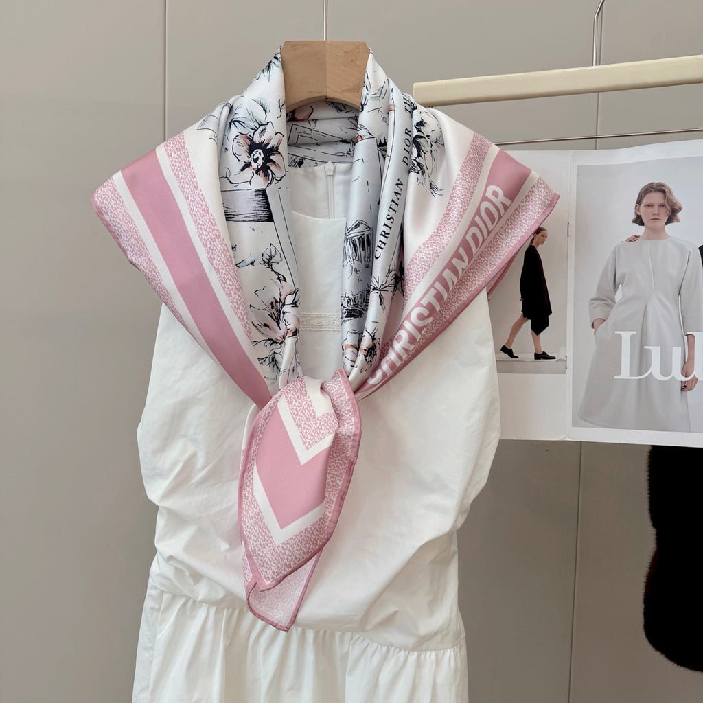 Stylish CD Letter Pattern Silk Scarf