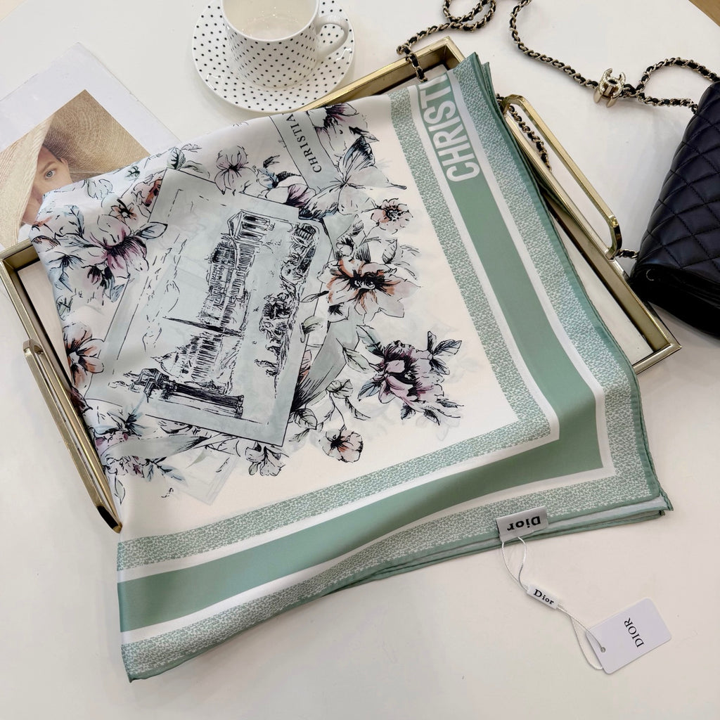 Stylish CD Letter Pattern Silk Scarf