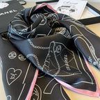 Stylish CC-Patterned Silk Scarf