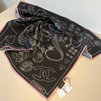Stylish CC-Patterned Silk Scarf