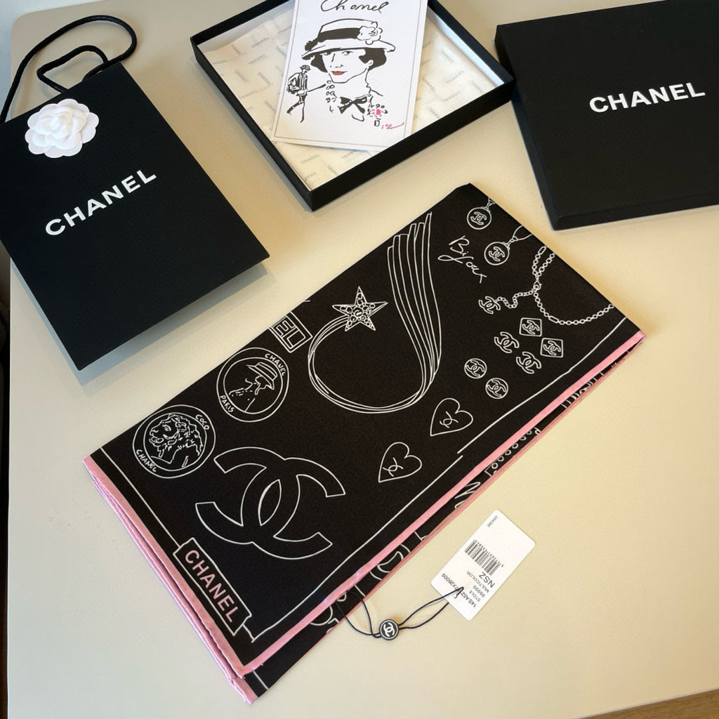 Stylish CC-Patterned Silk Scarf