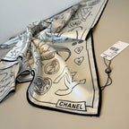 Stylish CC-Patterned Silk Scarf