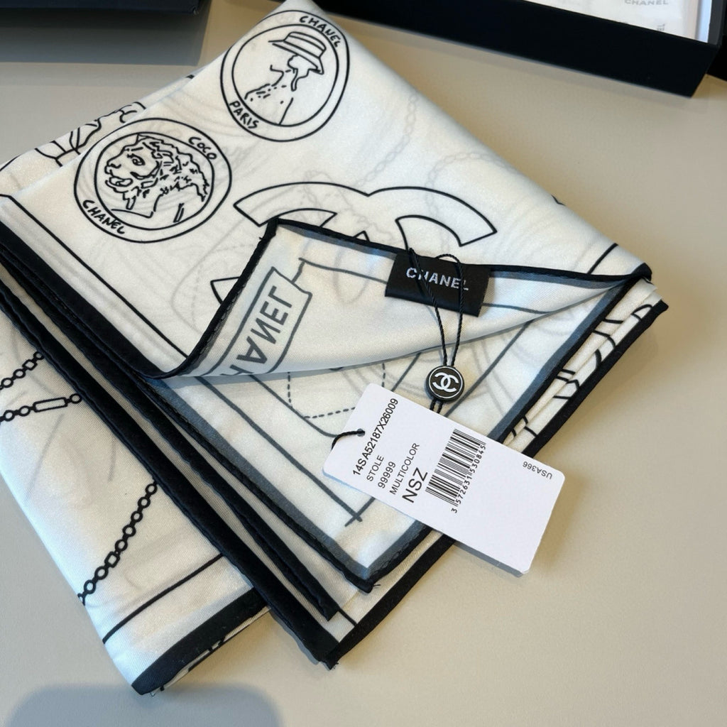 Stylish CC-Patterned Silk Scarf