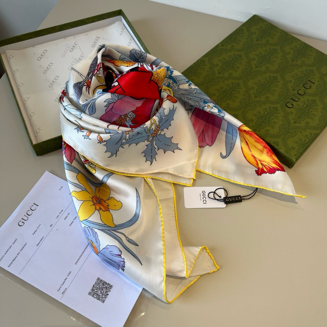 Stylish GG Letter Pattern Silk Scarf