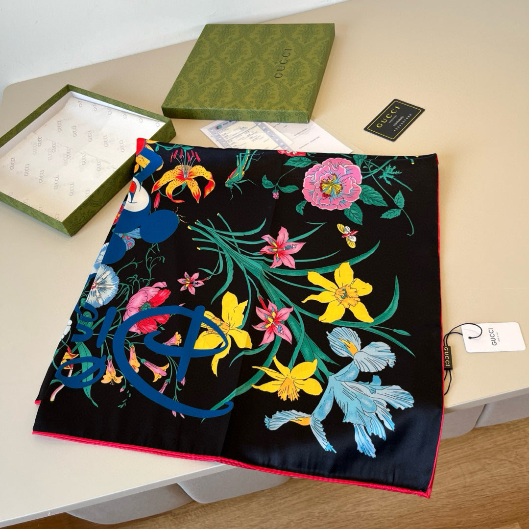 Stylish GG Letter Pattern Silk Scarf