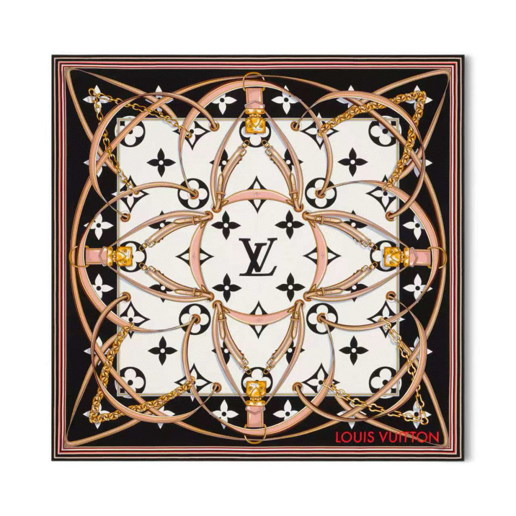 Stylish Four-Leaf Clover &amp; Letter Pattern Silk Scarf