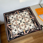 Stylish Four-Leaf Clover &amp; Letter Pattern Silk Scarf