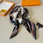 Stylish Four-Leaf Clover &amp; Letter Pattern Silk Scarf