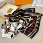 Stylish Four-Leaf Clover &amp; Letter Pattern Silk Scarf
