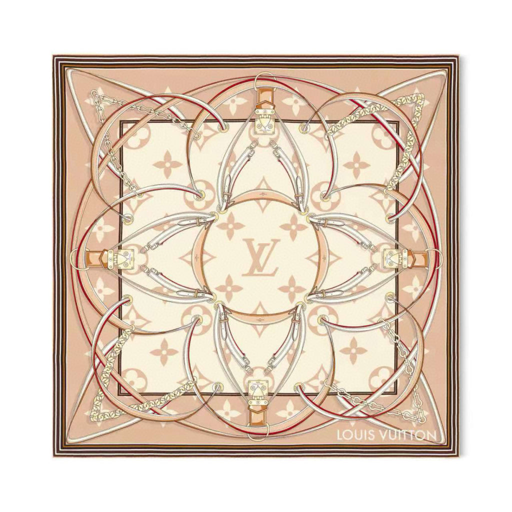 Stylish Four-Leaf Clover &amp; Letter Pattern Silk Scarf