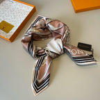 Stylish Four-Leaf Clover &amp; Letter Pattern Silk Scarf