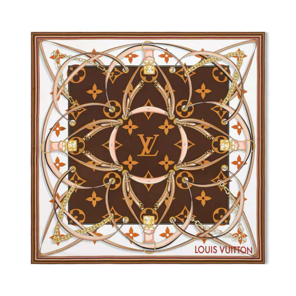 Stylish Four-Leaf Clover &amp; Letter Pattern Silk Scarf