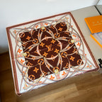 Stylish Four-Leaf Clover &amp; Letter Pattern Silk Scarf