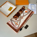 Stylish Four-Leaf Clover &amp; Letter Pattern Silk Scarf
