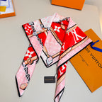 Stylish Four-Leaf Clover &amp; Letter Pattern Silk Scarf