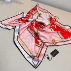 Stylish Four-Leaf Clover &amp; Letter Pattern Silk Scarf